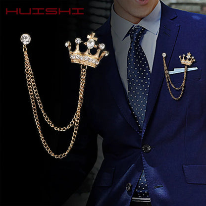 Crown Brooch British Style For Men