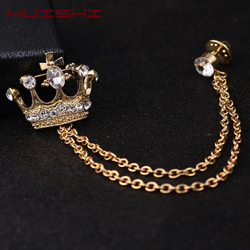 Crown Brooch British Style For Men